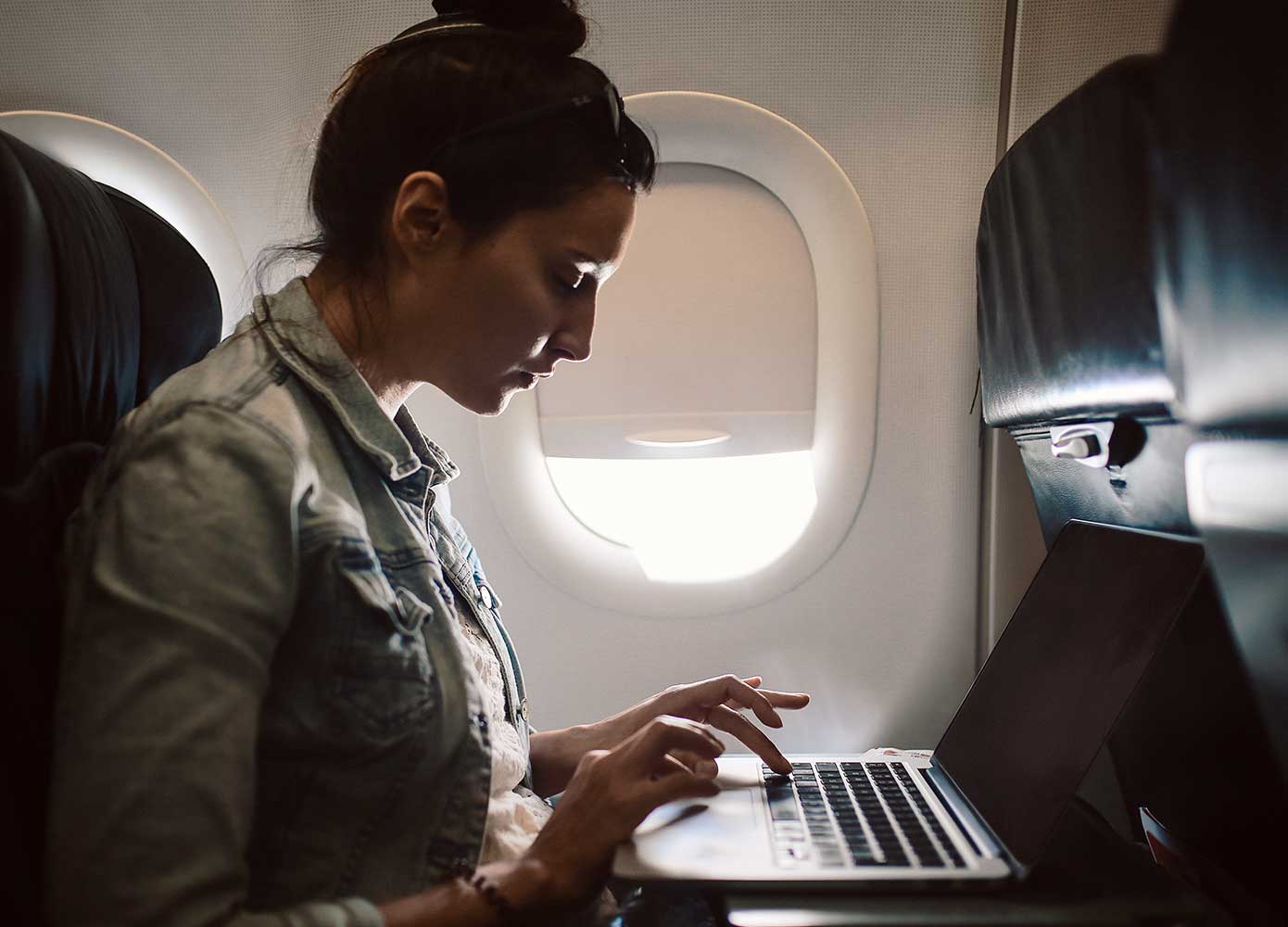 Woman looking at a laptop